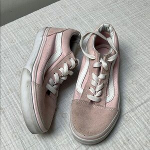 Vans Pink and White Low-Top Sneakers size 2